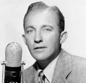 Bing Crosby in front of a CBS microphone